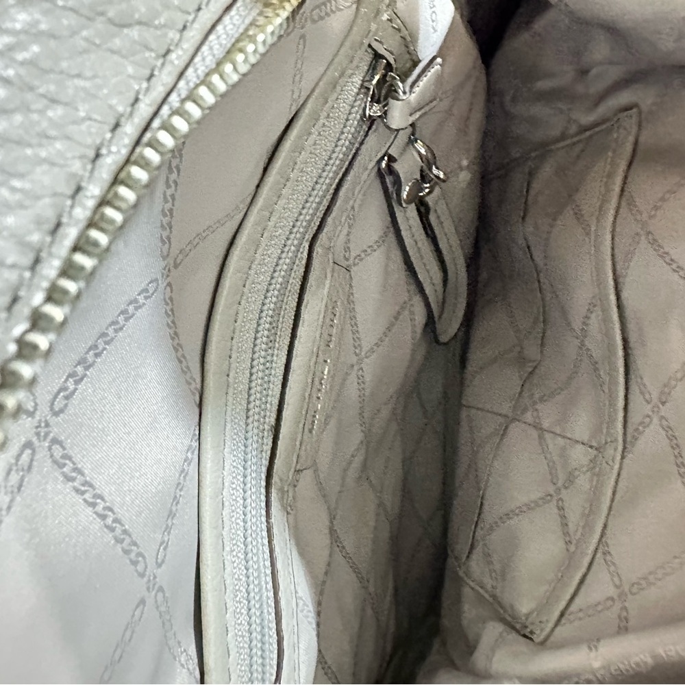 Michael Kors Light Gray Pebbled Leather Backpack - Picture 7 of 10